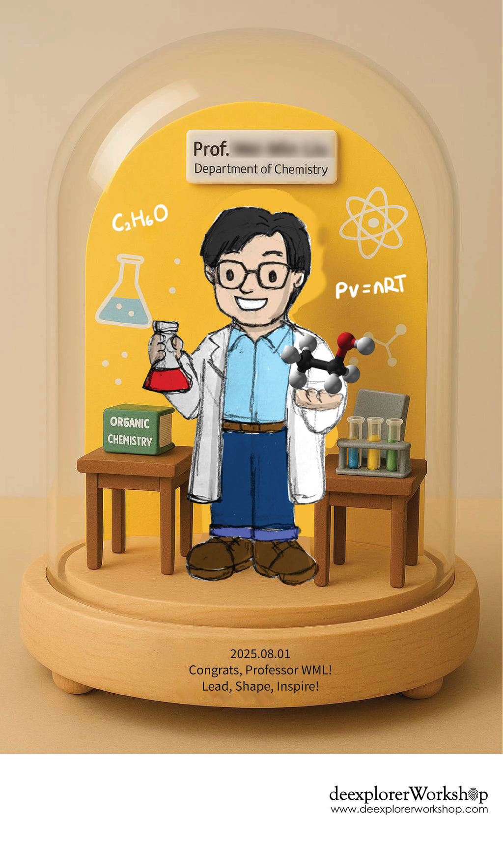 榮休記念小禮品,內有LED燈效,可客製名字.提供相片客製人物造型